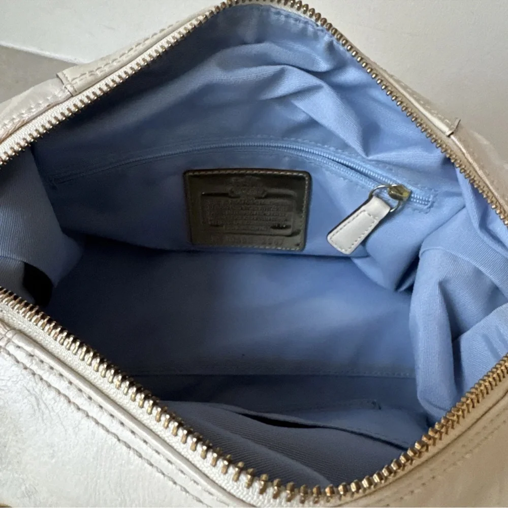 Coach leather canvas Sabrina # 12947 ivory White and Gold Women's Bag purse - Picture 12 of 12